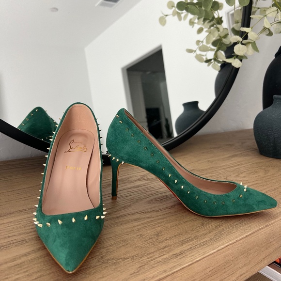 Christian Louboutin Shoes - CHRISTIAN LOUBOUTIN Anjalina green Suede Pumps